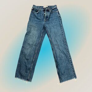 Everlane Womens 90s Way High Jeans Organic Cotton Button Fly Size 23 Long Fray
